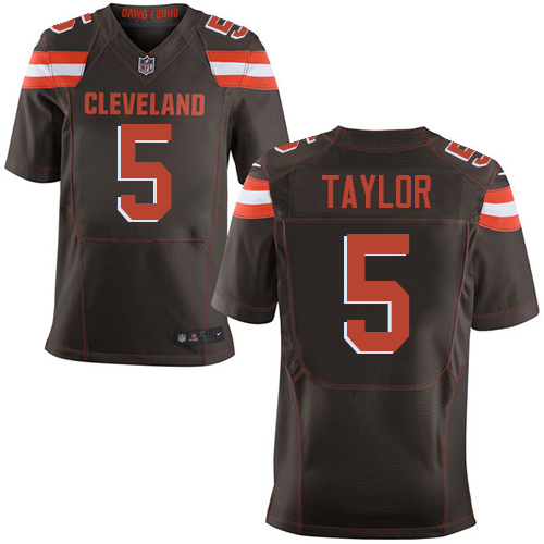 Nike Browns #5 Tyrod Taylor Brown Team Color Men's Stitched NFL Elite Jersey - Click Image to Close